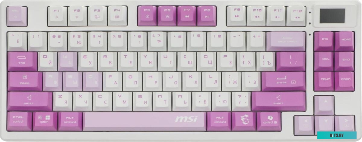 Клавиатура беспроводная Keyboard MSI FORGE GK600 TKL, Wireless, Mechanical Linear Switches, RGB LED, 4000mA/h, Violet S11-43RUQ01-HH9