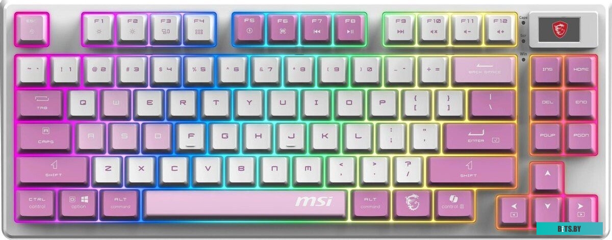 Клавиатура беспроводная Keyboard MSI FORGE GK600 TKL, Wireless, Mechanical Linear Switches, RGB LED, 4000mA/h, Violet S11-43RUQ01-HH9