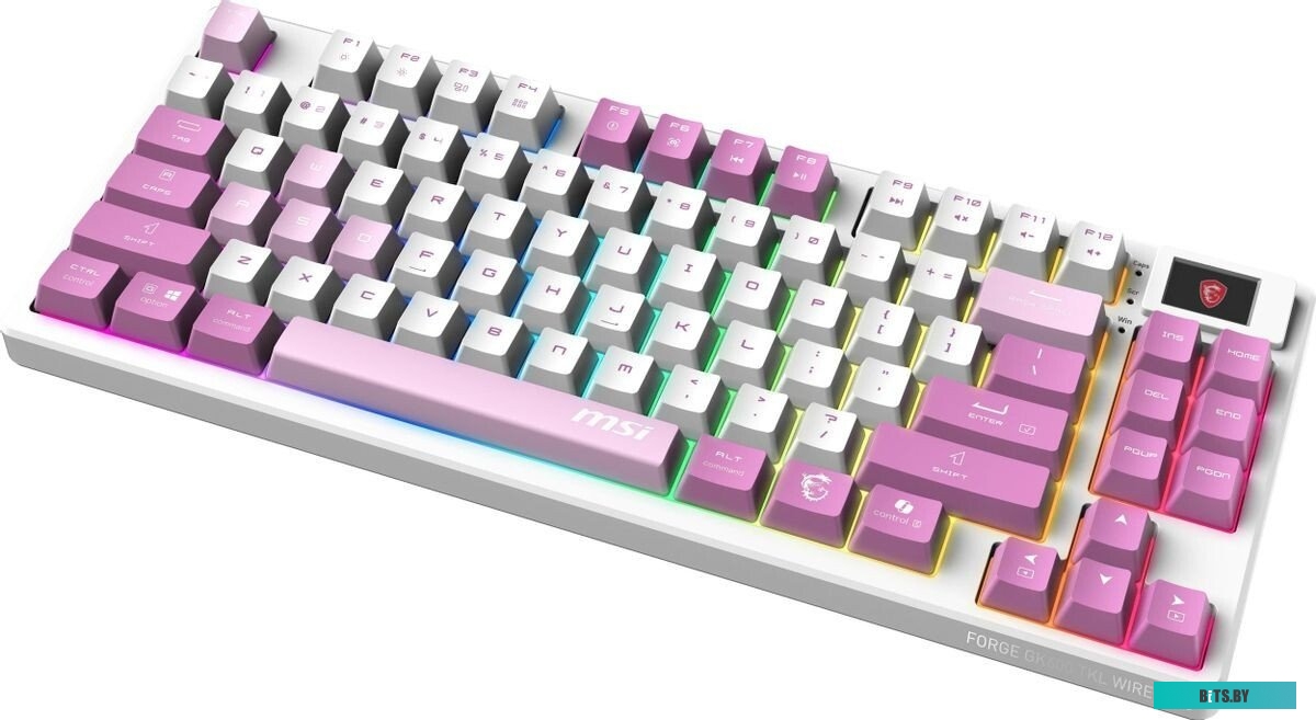 Клавиатура беспроводная Keyboard MSI FORGE GK600 TKL, Wireless, Mechanical Linear Switches, RGB LED, 4000mA/h, Violet S11-43RUQ01-HH9