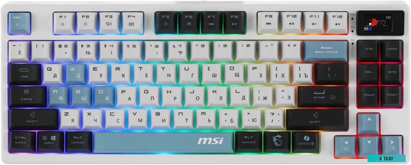 Клавиатура беспроводная Keyboard MSI FORGE GK600 TKL, Wireless, Mechanical Linear Switches, RGB LED, 4000mA/h, Sky (S11-43RUP01-HH9) S11-43RUP01-HH9