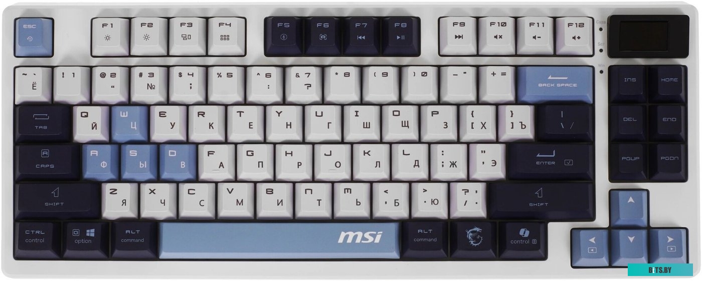 Клавиатура беспроводная Keyboard MSI FORGE GK600 TKL, Wireless, Mechanical Linear Switches, RGB LED, 4000mA/h, Sky (S11-43RUP01-HH9) S11-43RUP01-HH9