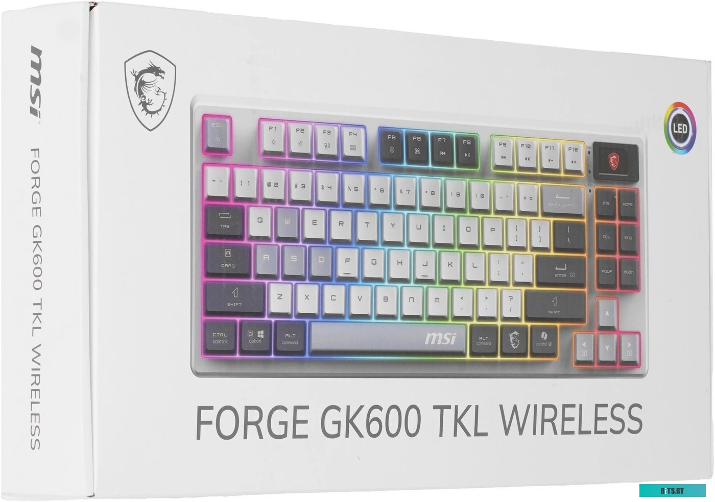 Клавиатура беспроводная Keyboard MSI FORGE GK600 TKL, Wireless, Mechanical Linear Switches, RGB LED, 4000mA/h, Sky (S11-43RUP01-HH9) S11-43RUP01-HH9