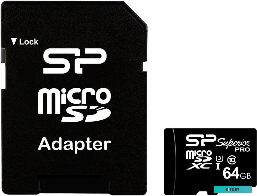 Карта памяти Silicon Power Superior Pro microSDXC SP064GBSTXDU3V10SP 64GB (с адаптером)