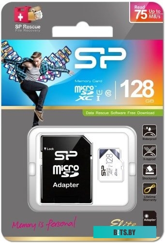 Карта памяти Silicon Power Elite microSDXC SP128GBSTXBU1V21SP 128GB (с адаптером)