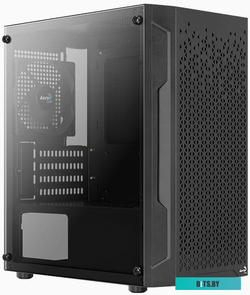 Корпус Aerocool Trinity Mini-G-BK-v1  (3xUSB, 2xAudio, 0.5 мм, 120 мм FAN, прозрачная стенка-закаленное стекло, mATX, без БП)