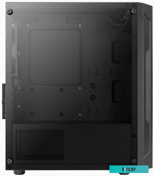 Корпус Aerocool Trinity Mini-G-BK-v1  (3xUSB, 2xAudio, 0.5 мм, 120 мм FAN, прозрачная стенка-закаленное стекло, mATX, без БП)