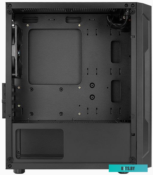 Корпус Aerocool Trinity Mini-G-BK-v1  (3xUSB, 2xAudio, 0.5 мм, 120 мм FAN, прозрачная стенка-закаленное стекло, mATX, без БП)