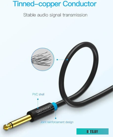 Кабель аудио Vention Jack 6,35 mm M/6.35 M - 1 м BAABF