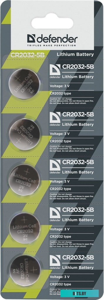 Батарейка литиевая Defender CR2032-5B 56201