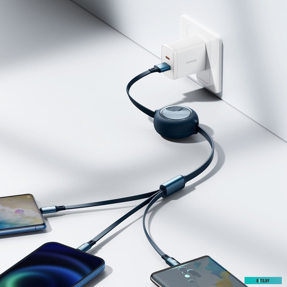 Кабель Baseus CAMLC-MJ03 USB-A - USB Type-C/microUSB/Lightning (1.2 м, синий)