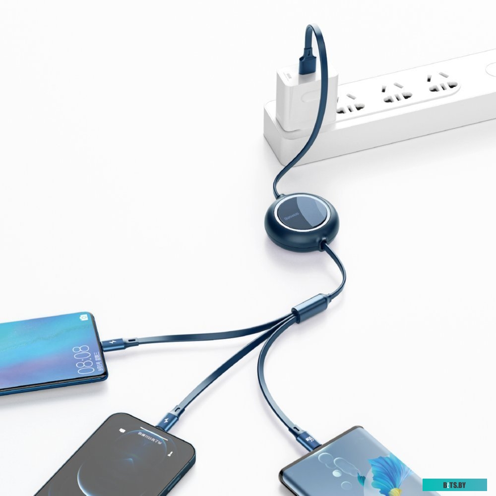 Кабель Baseus CAMLC-MJ03 USB-A - USB Type-C/microUSB/Lightning (1.2 м, синий)