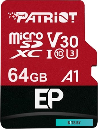 Карта памяти Patriot microSDXC EP Series PEF64GEP31MCX 64GB (с адаптером)