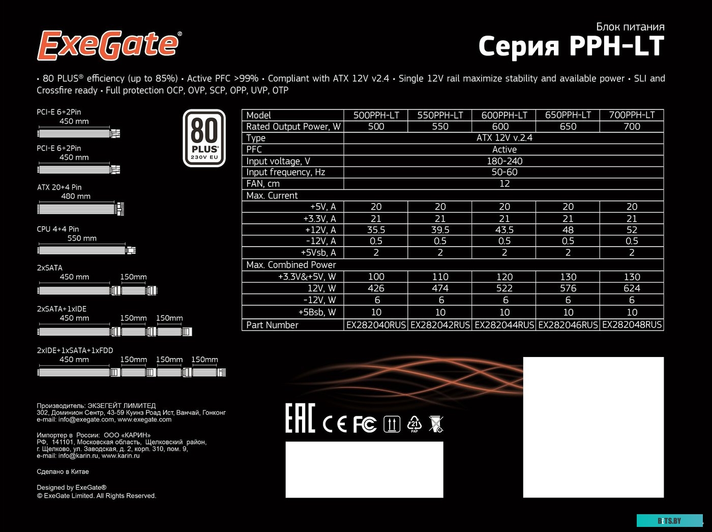 Блок питания ExeGate 600PPH-LT 80 Plus EX282044RUS