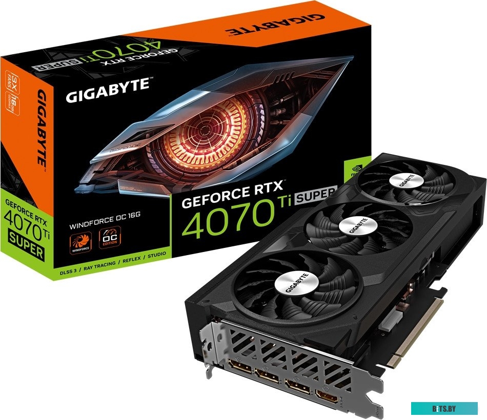 Видеокарта NVIDIA GeForce RTX 4070 Ti SUPER WINDFORCE OC 16G (GV-N407TSWF3OC-16GD)