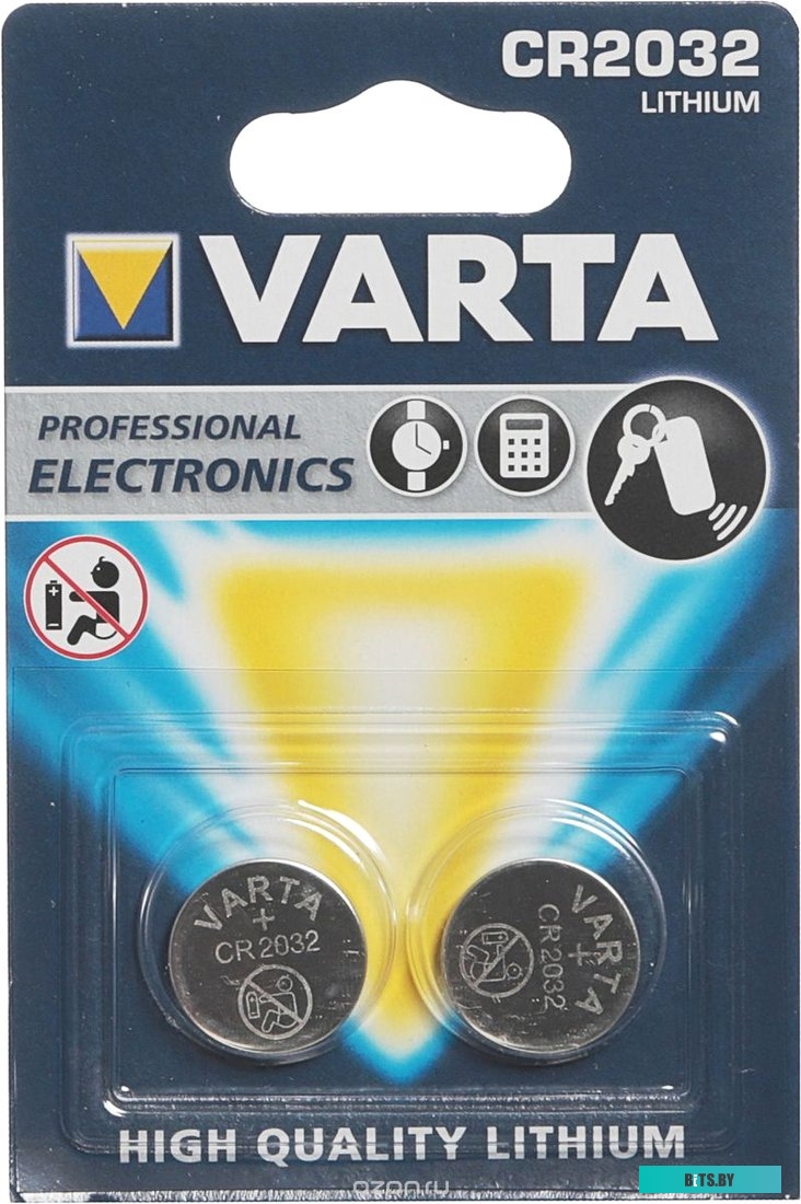 06032101402 Батарейка Varta ELECTRONICS CR2032 BL2 Lithium 3V (6032) (2/20/200) (2 шт.)