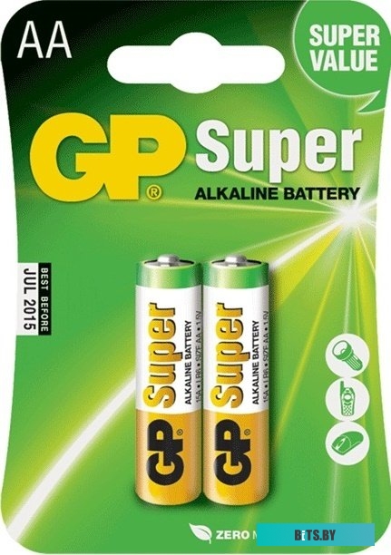Батарейки GP Super Alkaline 15А АA - 2 шт. на блистере 4891199000027