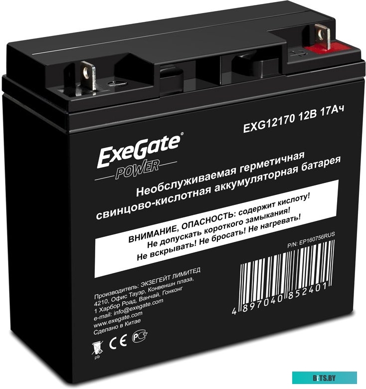 Аккумулятор для ИБП ExeGate Power EXG 12170 (12В/17 А·ч) [EP160756RUS]