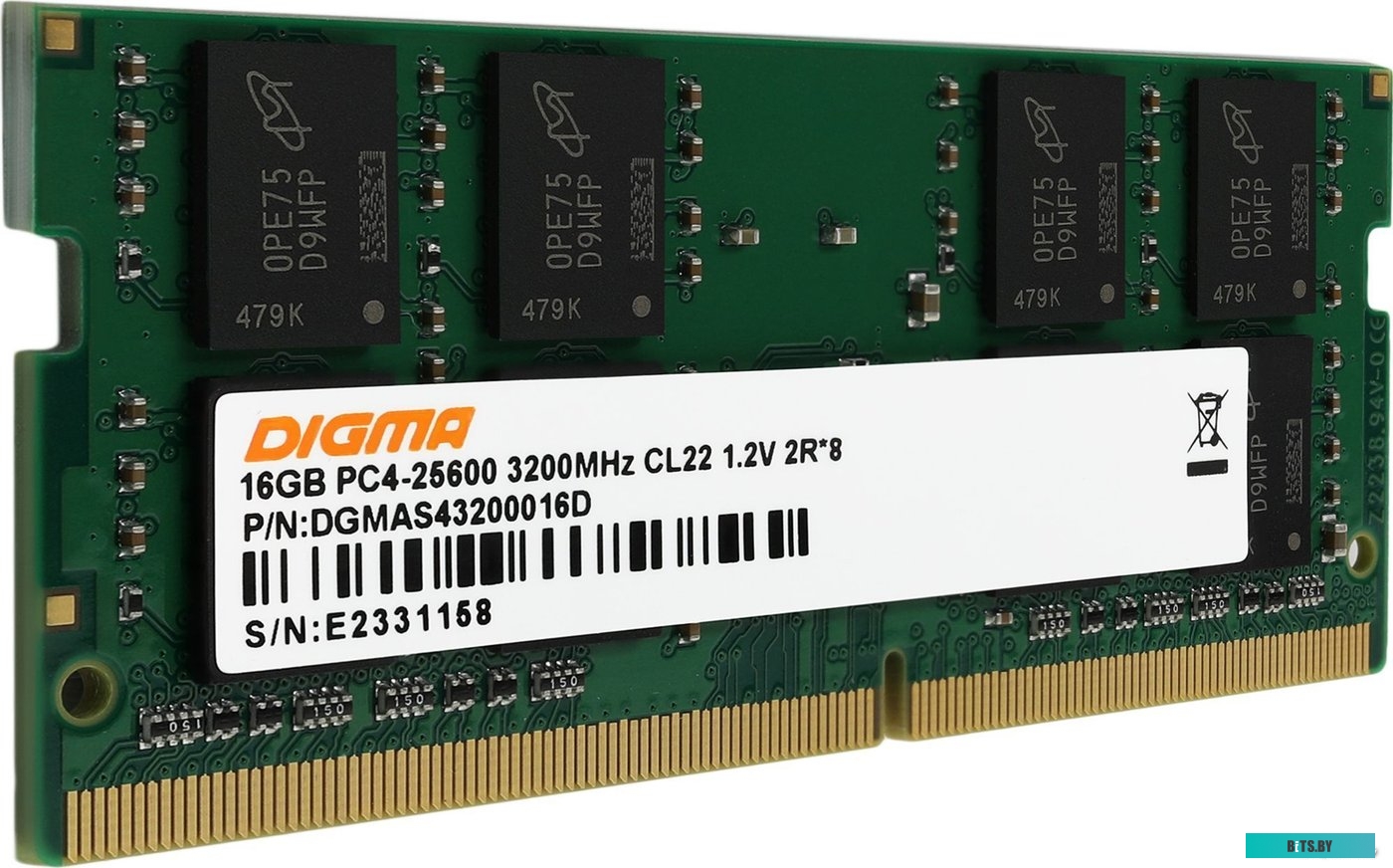 Оперативная память Digma DGMAS43200016D 16ГБ DDR4 SODIMM 3200 МГц