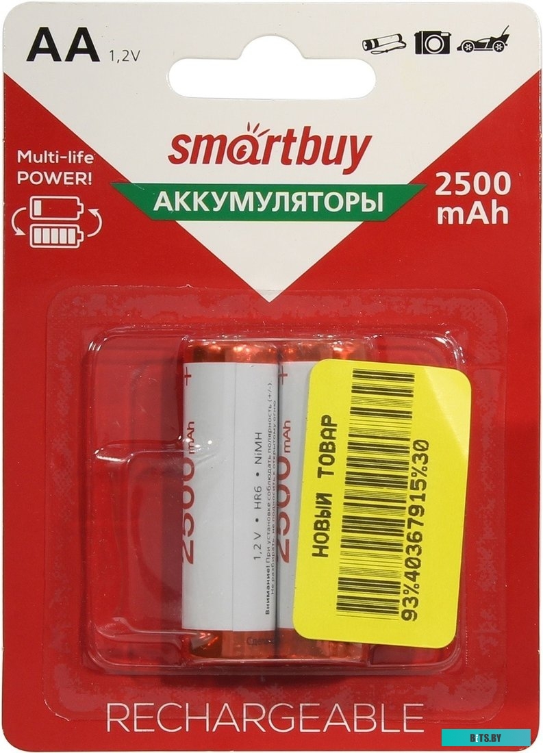 Аккумуляторы SmartBuy AA 2500mAh 2 шт. SBBR-2A02BL2500