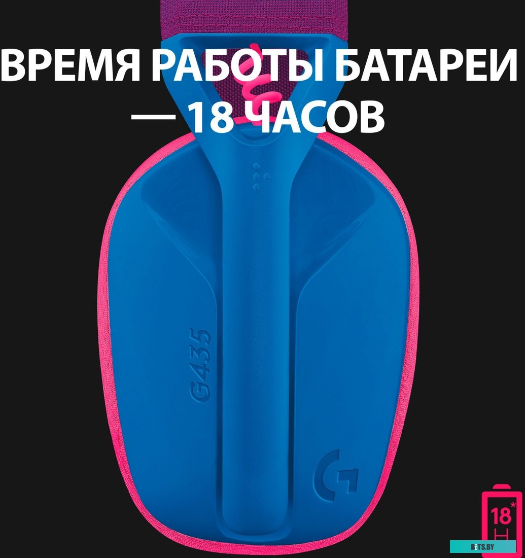 Гарнитура беспроводная Logitech G435, Bluetooth/Wireless, Синий/Малиновый 981-001065/981-001062