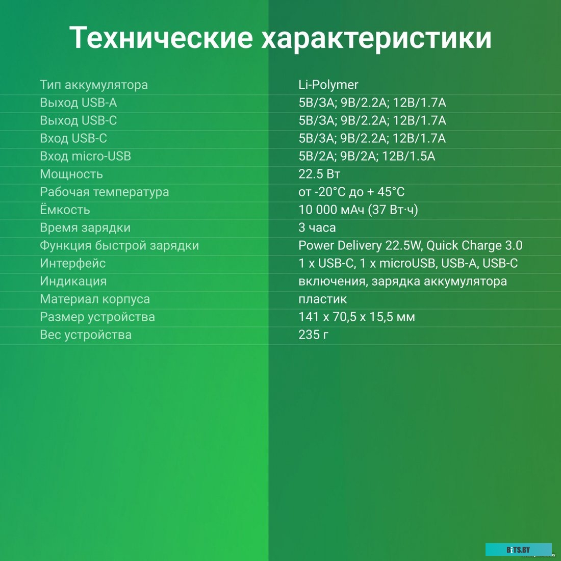 DGPF10B22PBK Мобильный аккумулятор Digma DGPF10B 10000mAh QC3.0/PD3.0 22.5W 3A USB-A/USB-C черный (DGPF10B22PBK)