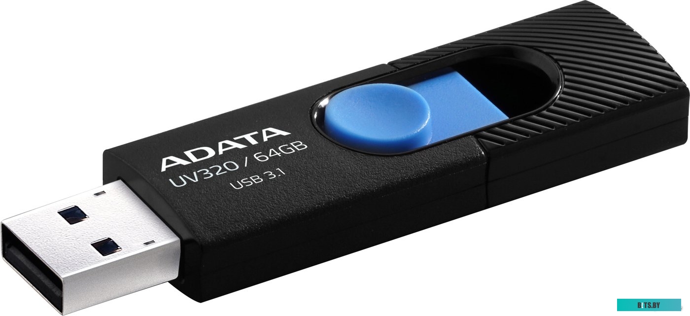 USB накопитель (Флешка) ADATA UV320 64GB (черный/голубой) <AUV320-64G-RBKBL>