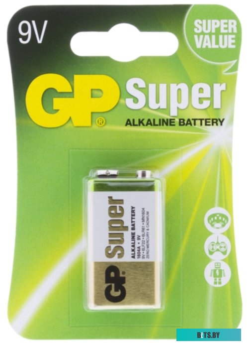 Батарейка GP Super Alkaline 1604A 6LR61, 1 шт.