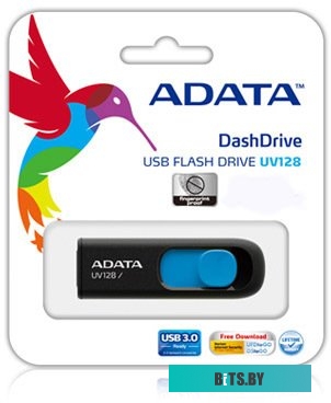 USB накопитель (Флешка) ADATA DashDrive UV128 128GB (черный/синий) <AUV128-128G-RBE>