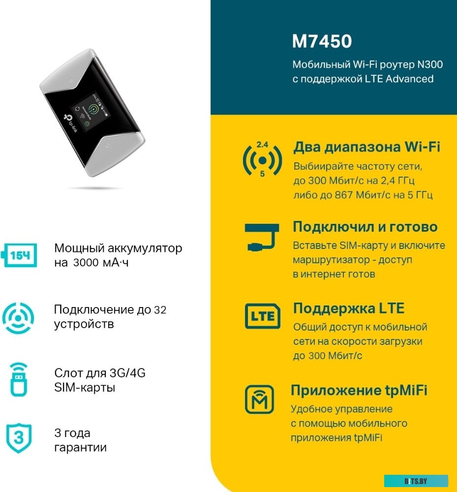 Мобильный 4G Wi-Fi роутер TP-Link M7450 V2.30
