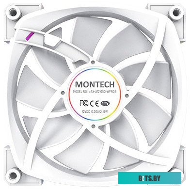 MNT-AX120-W Вентилятор 120mm Montech AX120 PWM ARGB (MNT-AX120-W) / 4pin PWM + 5V ARGB /  120x120x25mm HDB / 800-1600rpm / White
