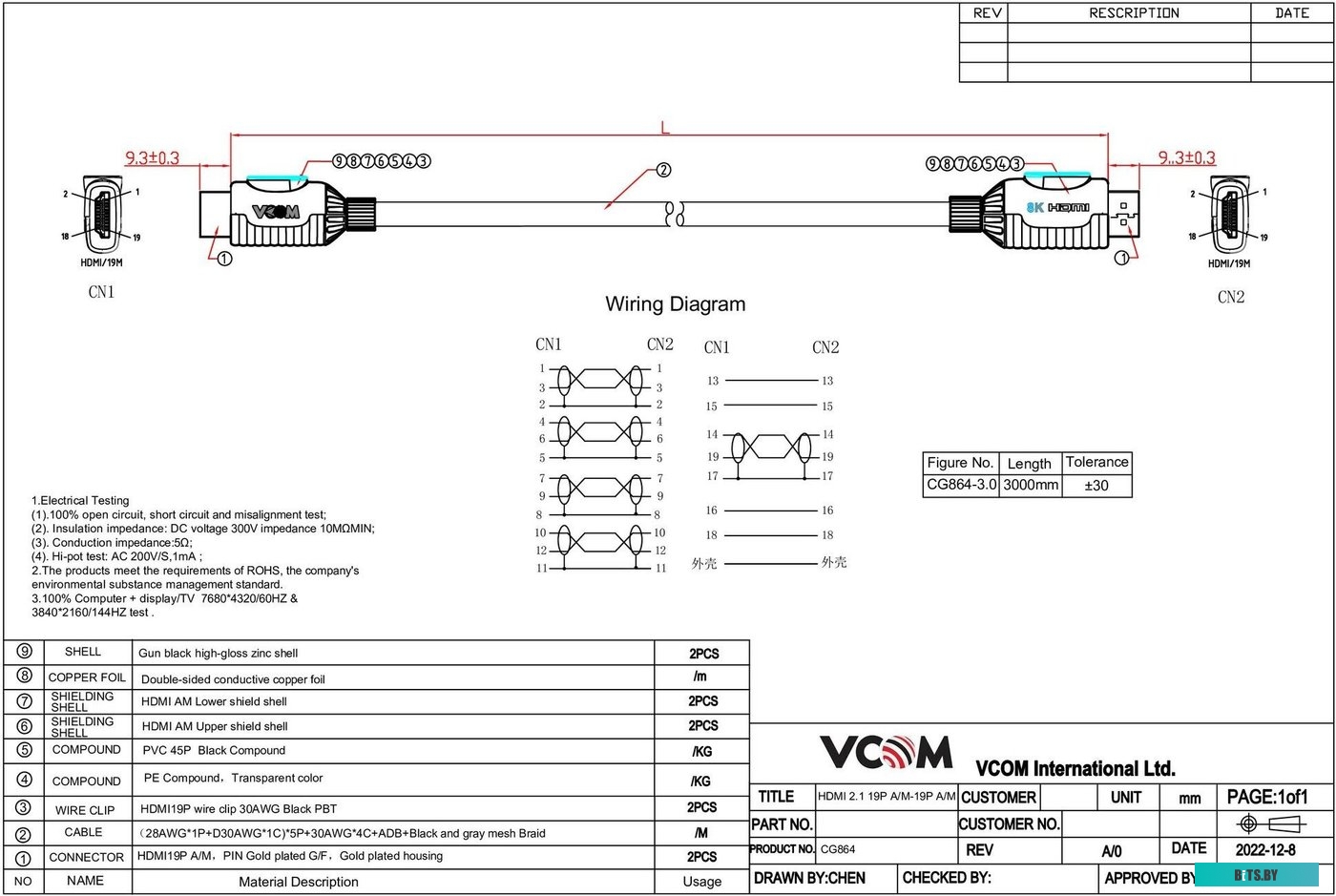 Кабель VCOM CG864-3M CG864-3M