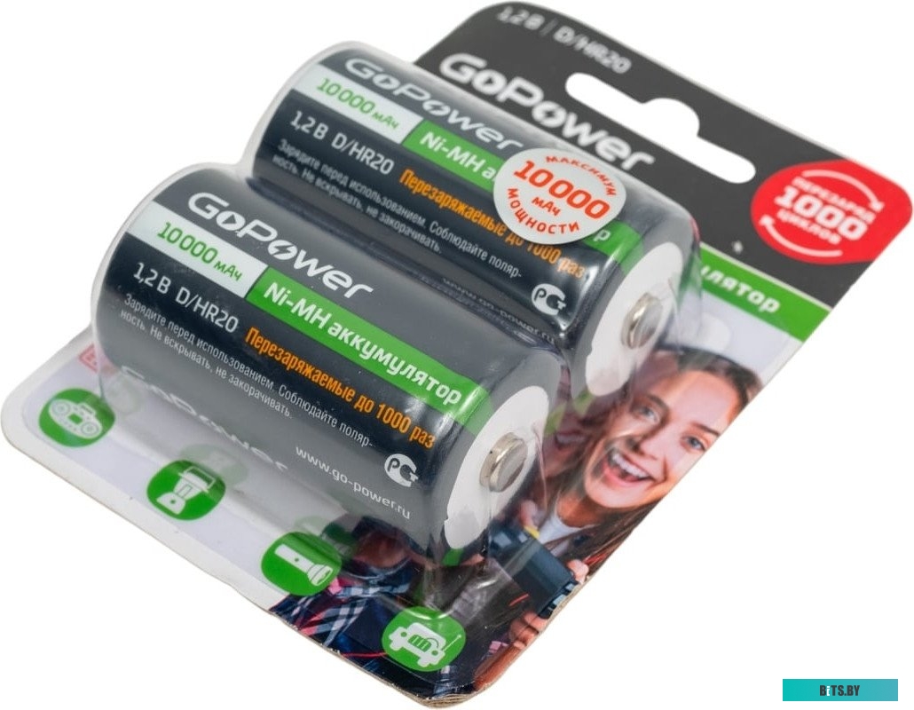 Аккумулятор Бытовой GoPower HR20 D BL2 NI-MH 00-00018323