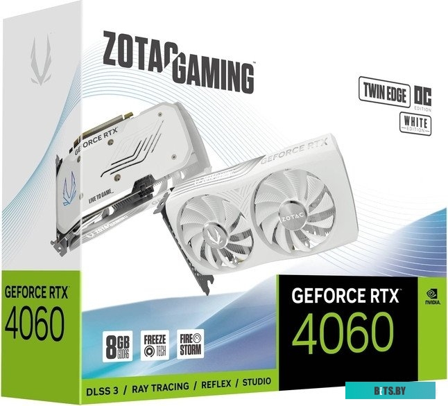 Видеокарта ZOTAC GeForce RTX 4060 8GB Twin Edge OC White Edition ZT-D40600Q-10M
