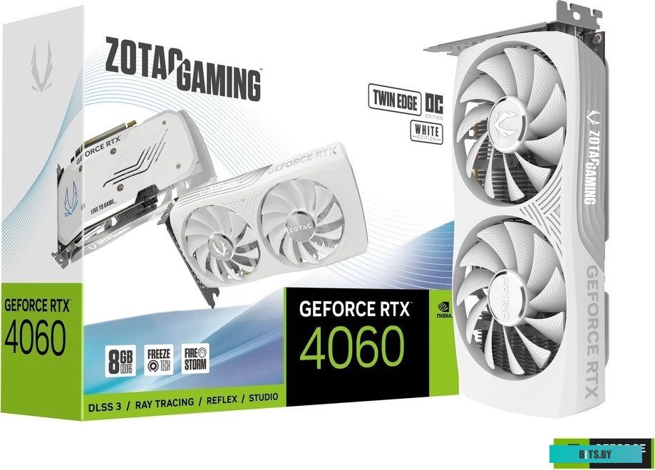 Видеокарта ZOTAC GeForce RTX 4060 8GB Twin Edge OC White Edition ZT-D40600Q-10M