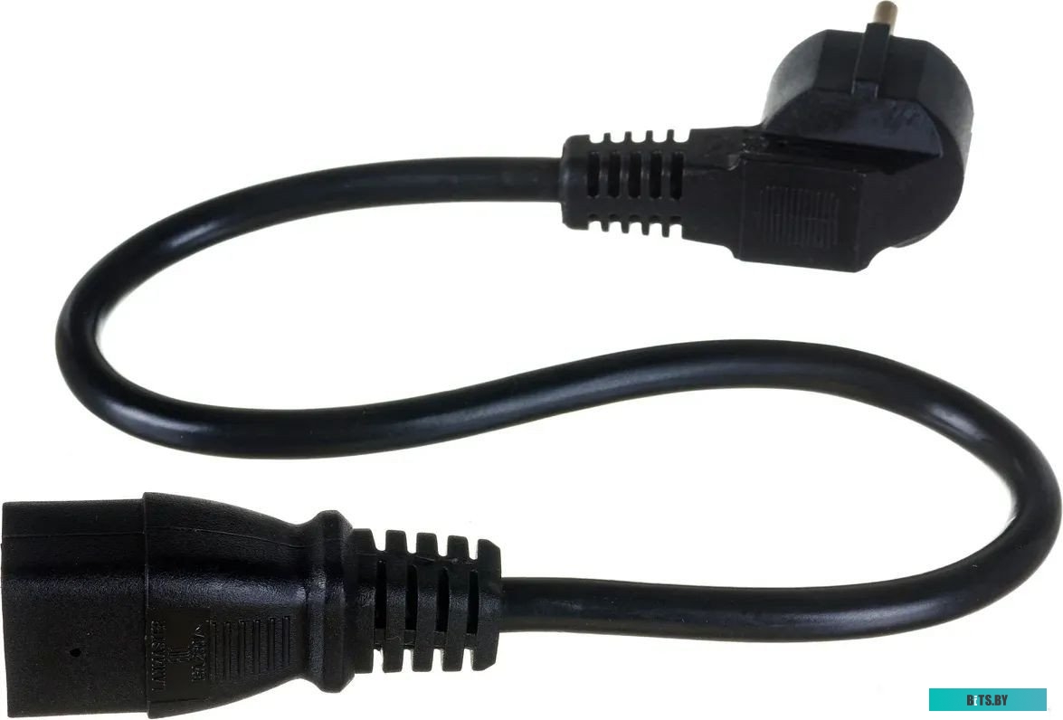 LAN-PP19/SHA-0.5-BK Шнур питания C19-Schuko угловая, 3х1.5, 220В, 16А, черный, 0.5 метра