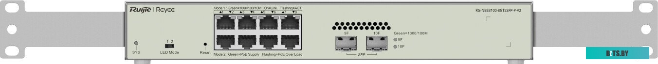 RG-NBS3100-8GT2SFP-P Ruijie Reyee 8-Port Gigabit L2 Managed POE Switch, 8 Gigabit RJ45 POE/POE+ Ports,2 SFP Slots,125W PoE Power budget, Desktop Steel