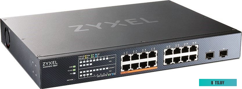 Коммутатор Zyxel XMG1915-18EP-EU0101F (L3) 16x2.5Гбит/с 2SFP+ 8PoE++ 180W управляемый