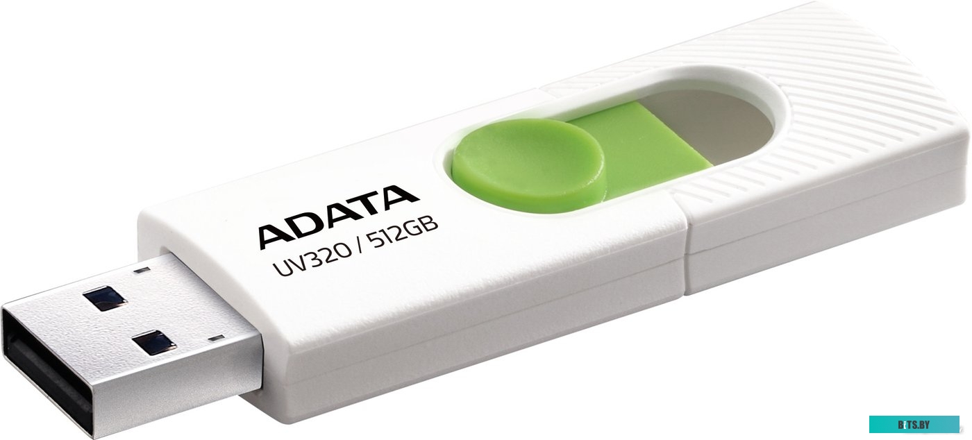 Флешка ADATA UV320, 512Gb, USB 3.2, Белый/Зеленый AUV320-512G-RWHGN