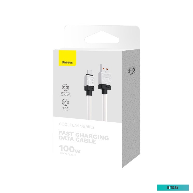 Кабель Baseus CoolPlay Series Fast Charging Cable 100W USB Type-A - USB Type-C 1м белый CAKW000602
