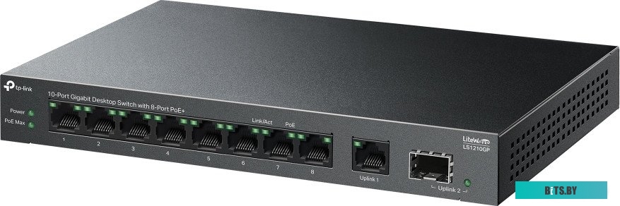 LS1210GP Коммутатор TP-Link LS1210GP 9x1Гбит/с 1SFP 8PoE 61W неуправляемый