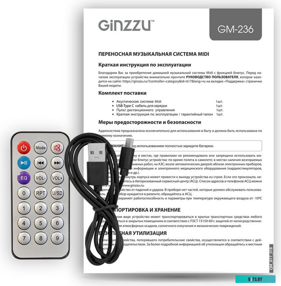 Портативная беспроводная колонка Ginzzu GM-236