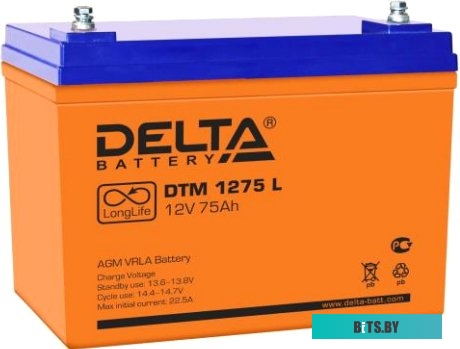 Аккумуляторная батарея Delta DTM 1275 L 12В/75 А·ч