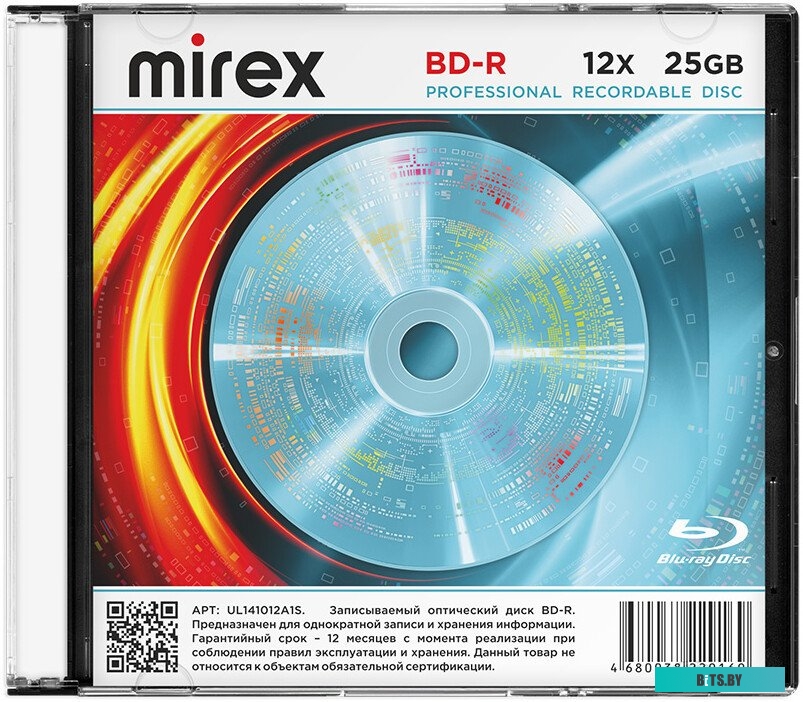 Диск BD-R Mirex 25 Gb, 12x, Slim Case (1), (1/50)