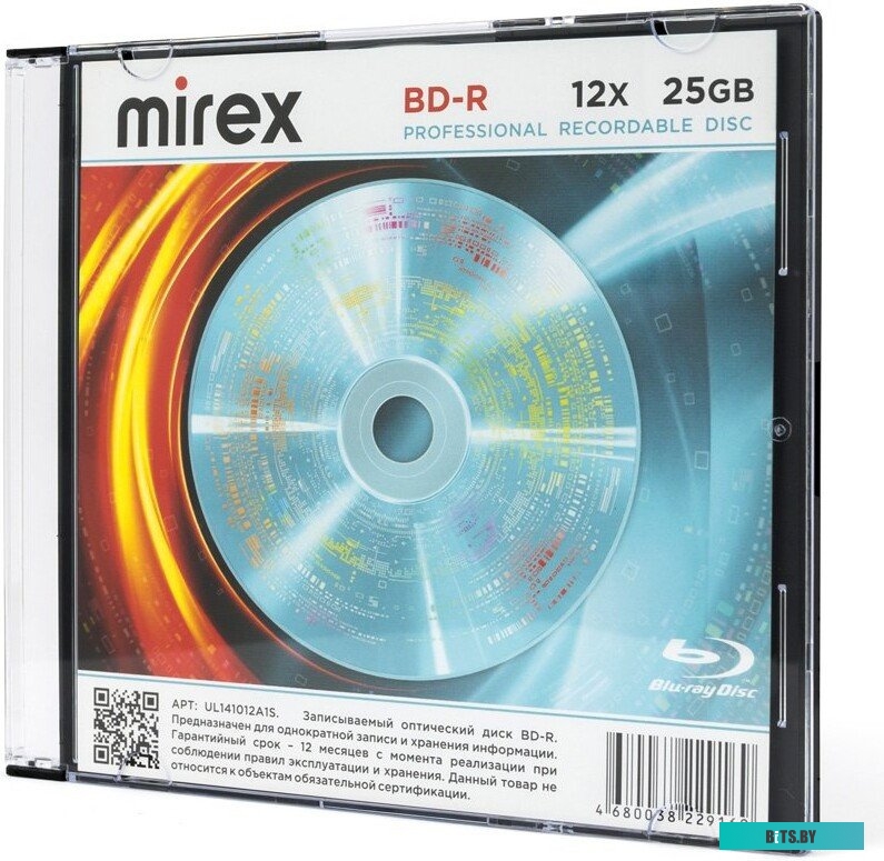 Диск BD-R Mirex 25 Gb, 12x, Slim Case (1), (1/50)