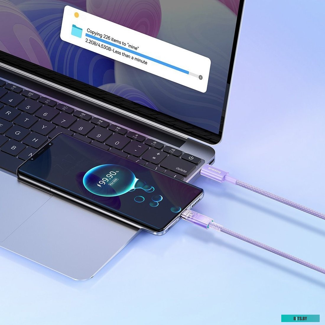Кабель Baseus Explorer Series Fast Charging with Smart Temperature Control USB Type-C USB Type-C (2 м, фиолетовый) 