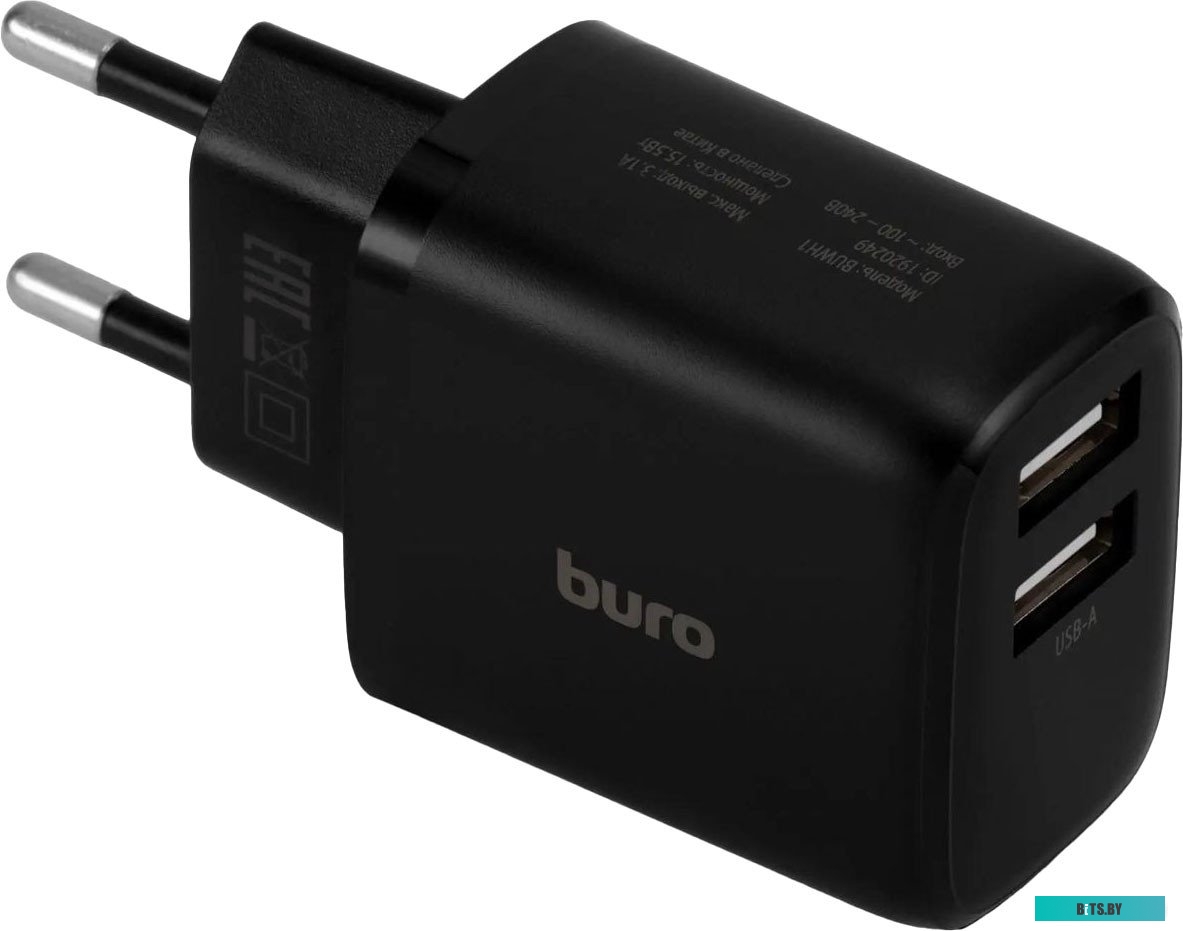 BUWH15S200BK Сетевое зар./устр. Buro BUWH1 15.5W 3.1A 2xUSB универсальное черный (BUWH15S200BK)