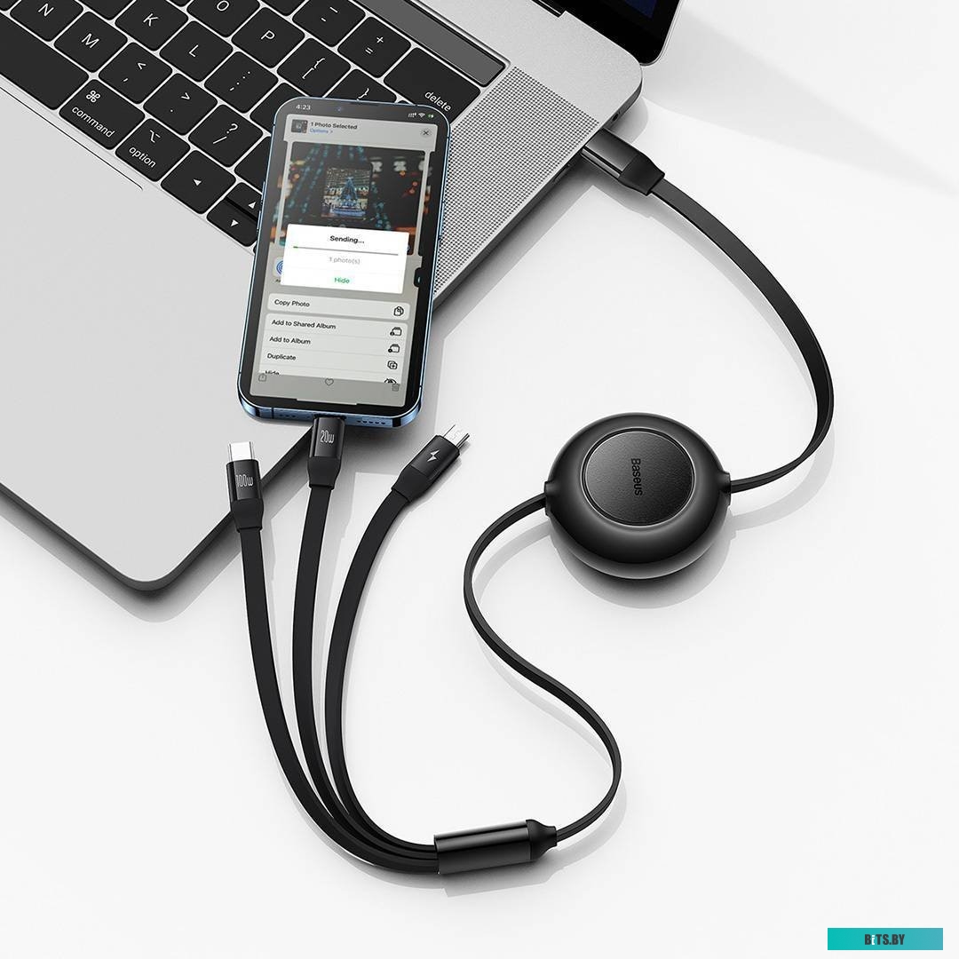 Кабель для зарядки Baseus Bright Mirror One-For-Three Retractable Data Cable CAMJ0