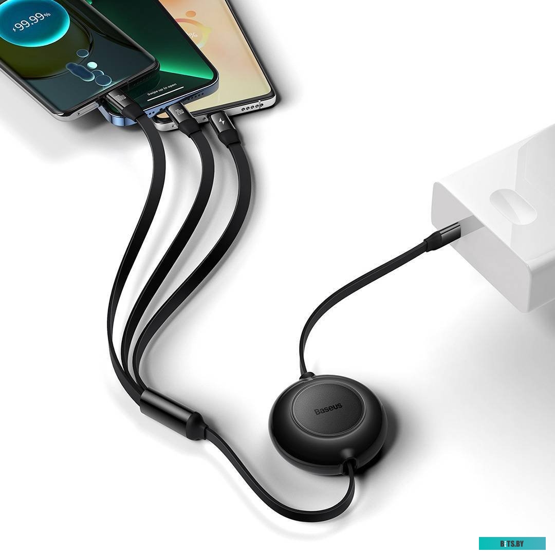 Кабель для зарядки Baseus Bright Mirror One-For-Three Retractable Data Cable CAMJ0