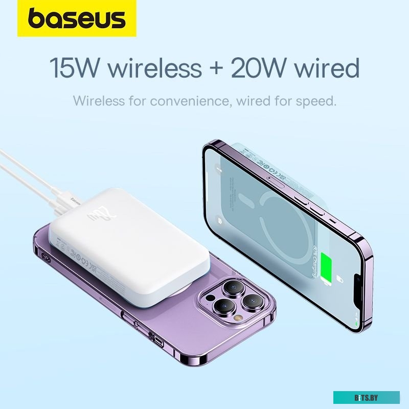 Baseus Magnetic Mini Air Wireless Fast Charge Power Bank 10000mAh 20W Stellar White (P10059001223-00)