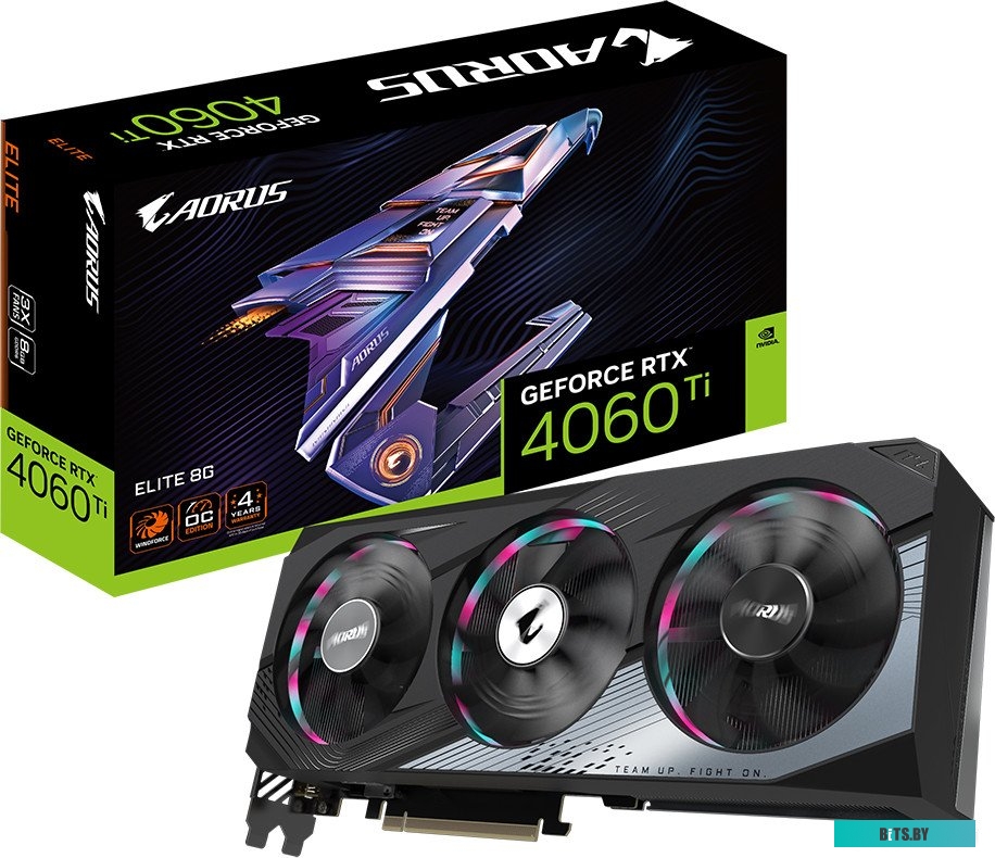 Видеокарта Gigabyte Aorus GeForce RTX 4060 Ti Elite 8G GV-N406TAORUS E-8GD